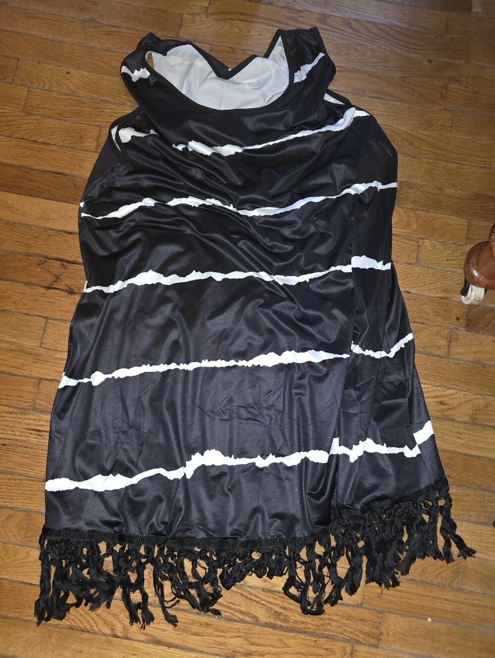 2xl Temu Brand Dress Plus Size Black & White Tie Dye With Tassel Fringe Hem